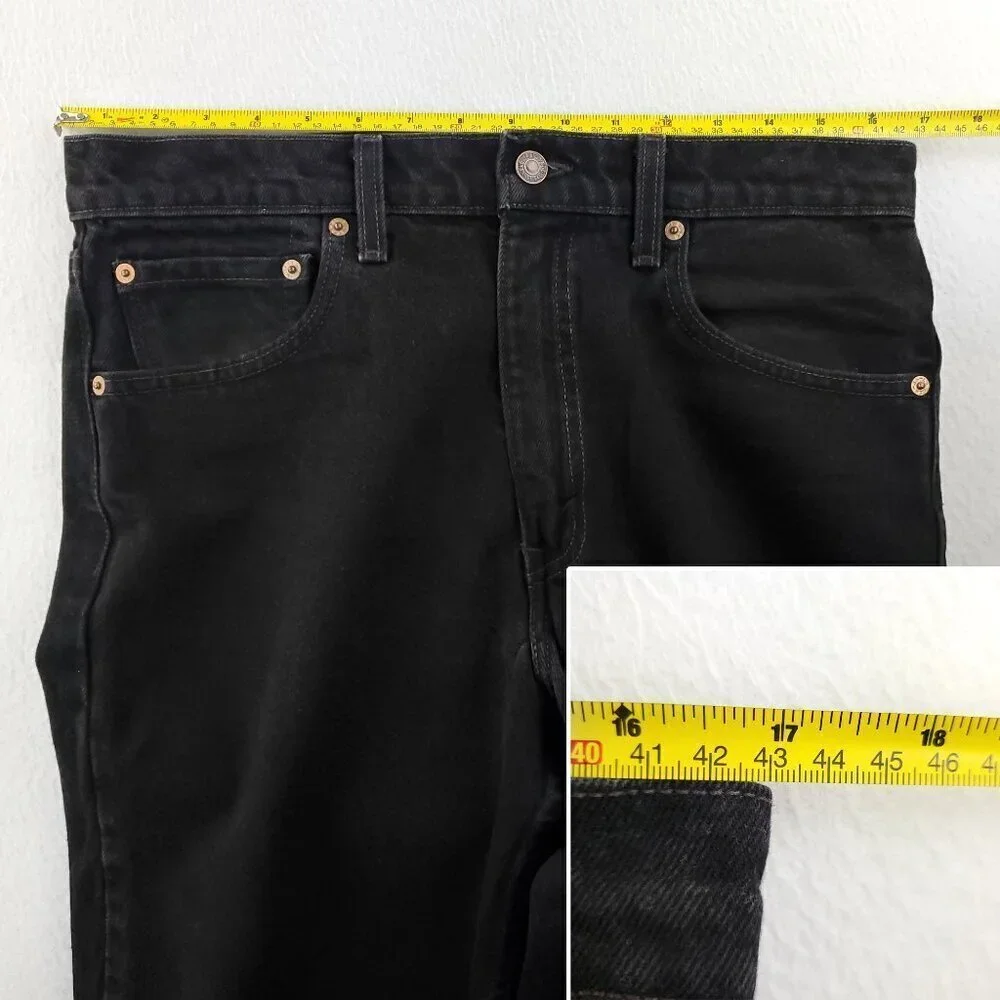 Levi's 550 Vintage Jeans 90s Relaxed Fit Batwing USA Black Denim Men's 34x34